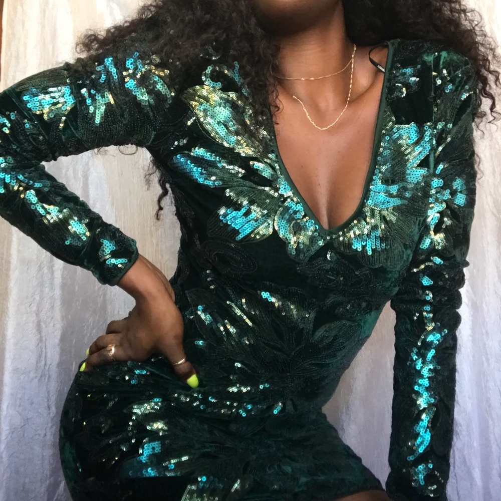 Emerald Green Sequin Dress